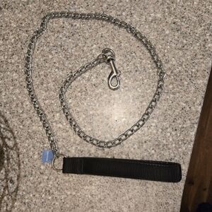 Silver Chain Dog Leash with Black Handle